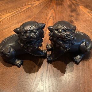 Pier 1 Black and Gold Foo Dog Statues